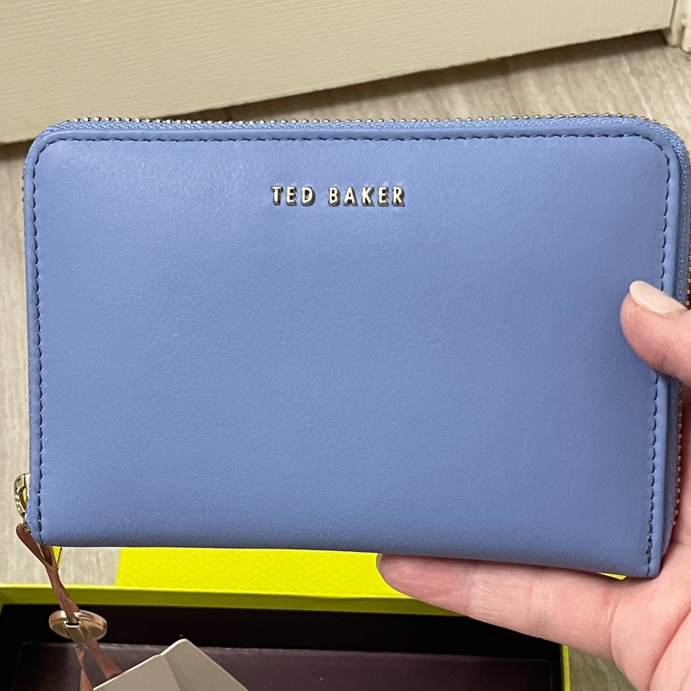 Ted Baker London NWT Garceta Midi Zip Around Purse (Wallet) in Mid-Blue and Box